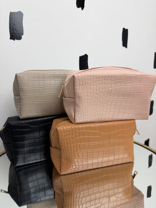 Croc Pattern Cosmetic Makeup Bag