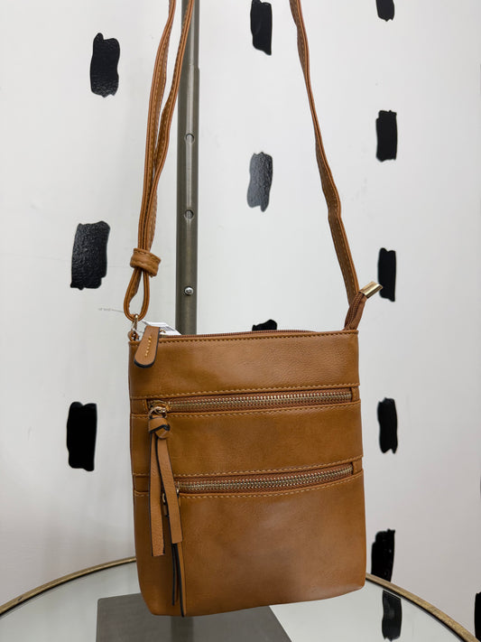 Vegan Leather Zipper Crossbody Shoulder Bag