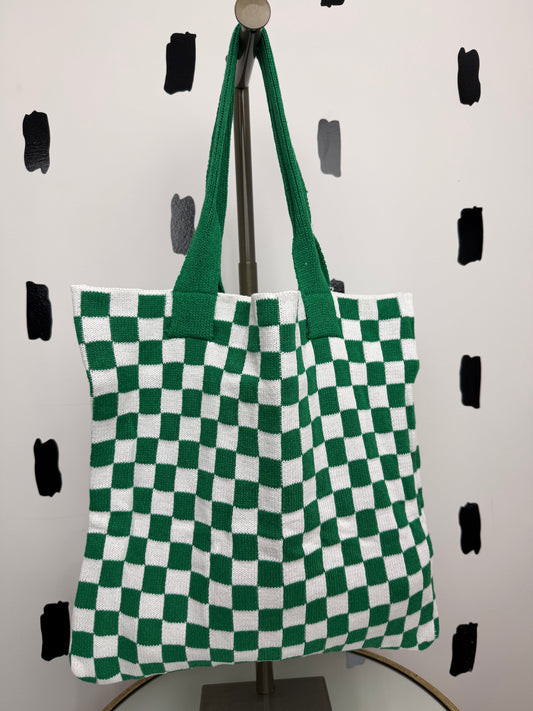 Checkered Crochet Canvas Bag