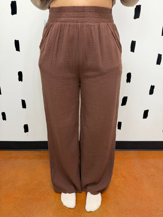 Brown Gauze Lounge Pants
