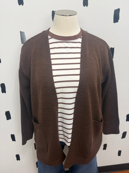 Chocolate Open Front Sweater