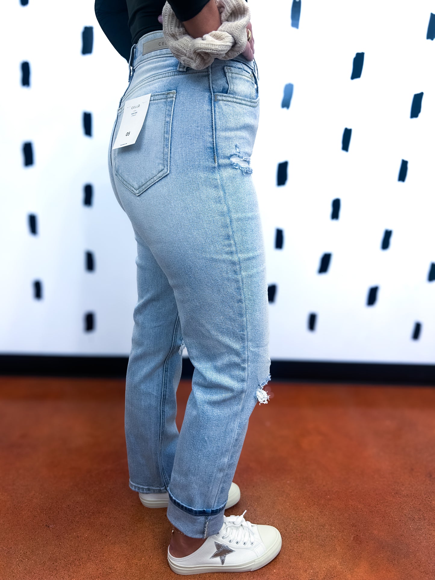 Light Denim High Rise Straight Leg Jean