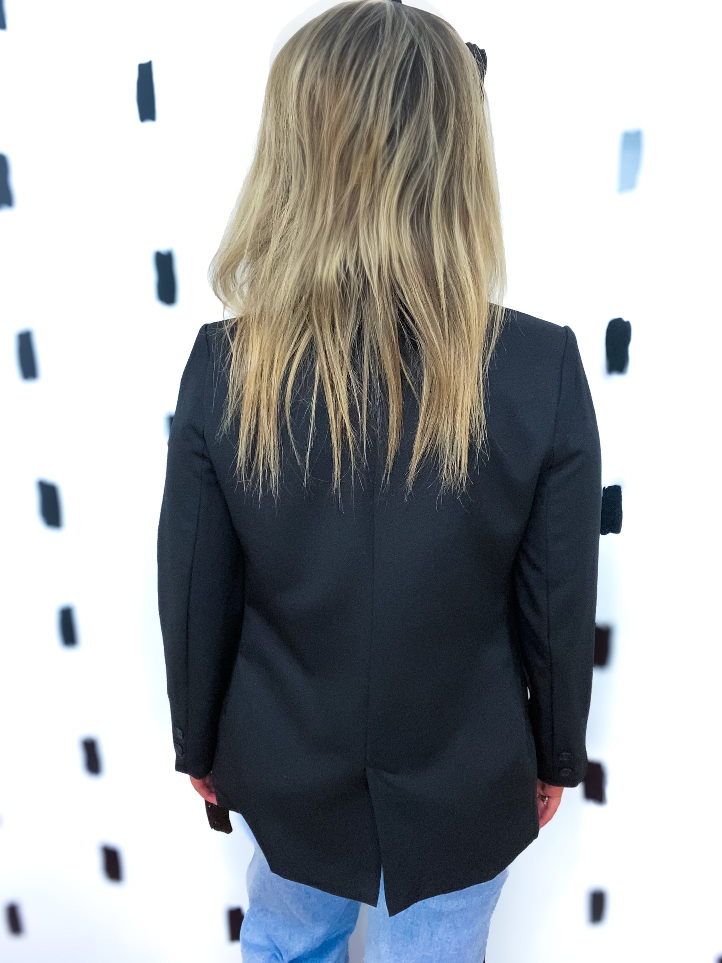 Black Solid Long Sleeve Blazer