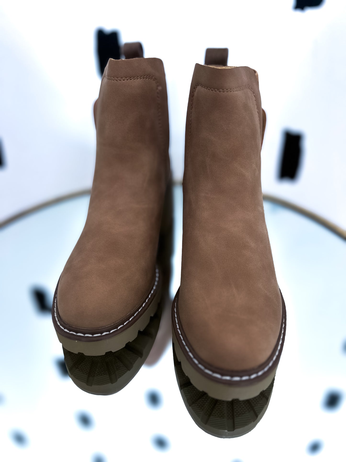 Taupe Round Toe Chelsea Ankle Boot