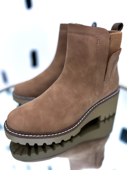 Taupe Round Toe Chelsea Ankle Boot
