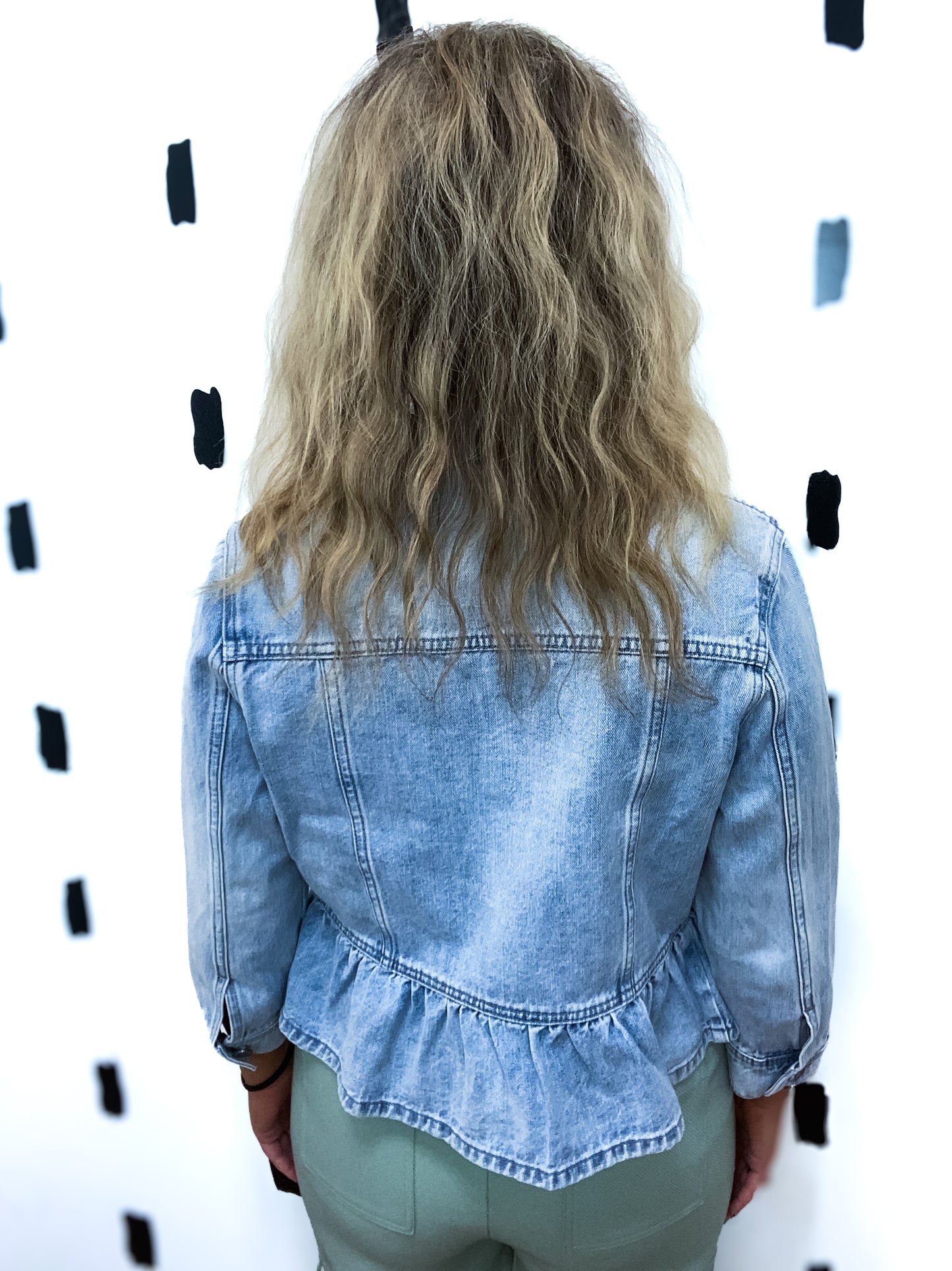 Light Wash Peplum Denim Jacket
