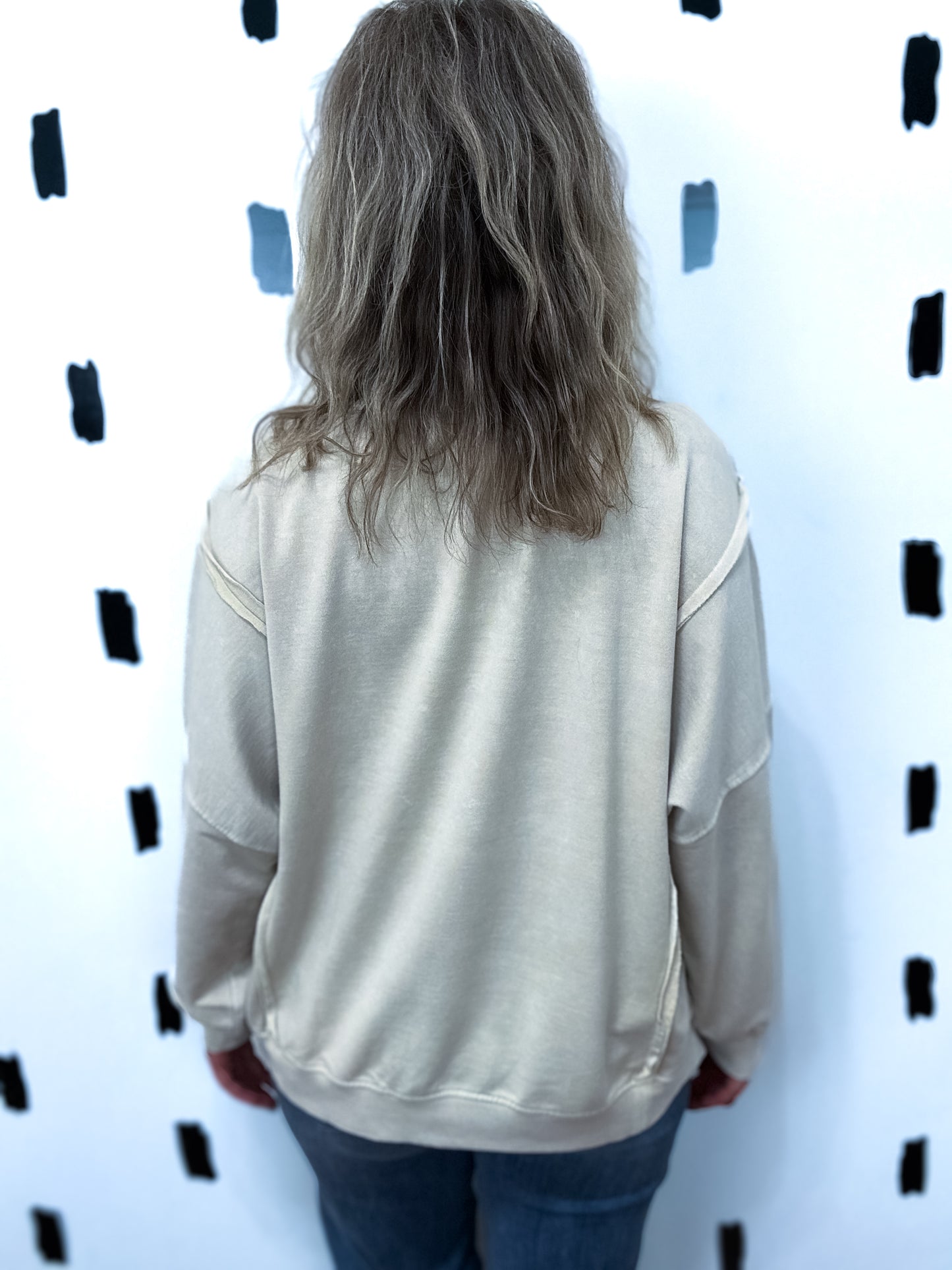 Light Khaki Rout 66 Graphic Long Sleeve Top
