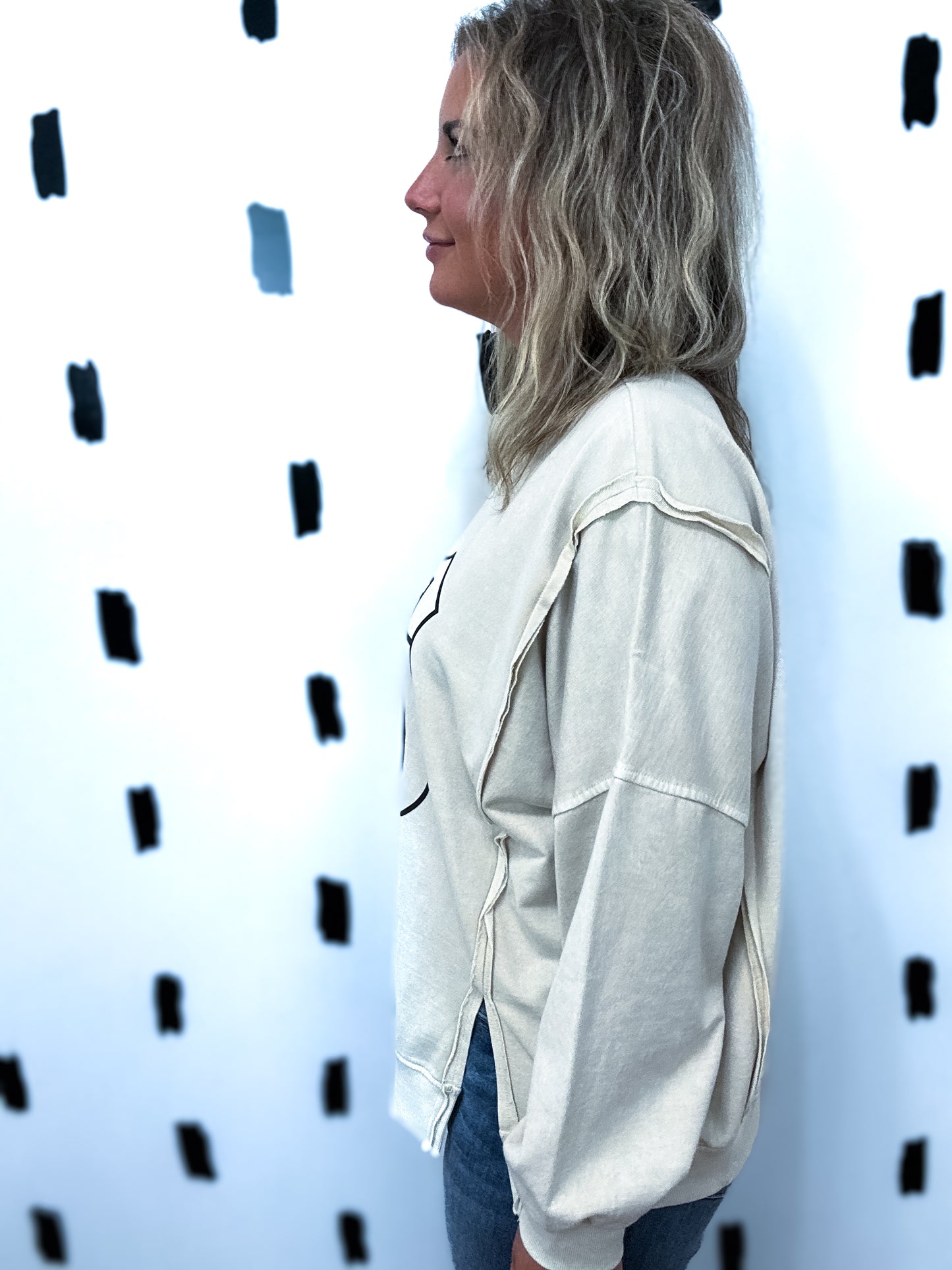 Light Khaki Rout 66 Graphic Long Sleeve Top