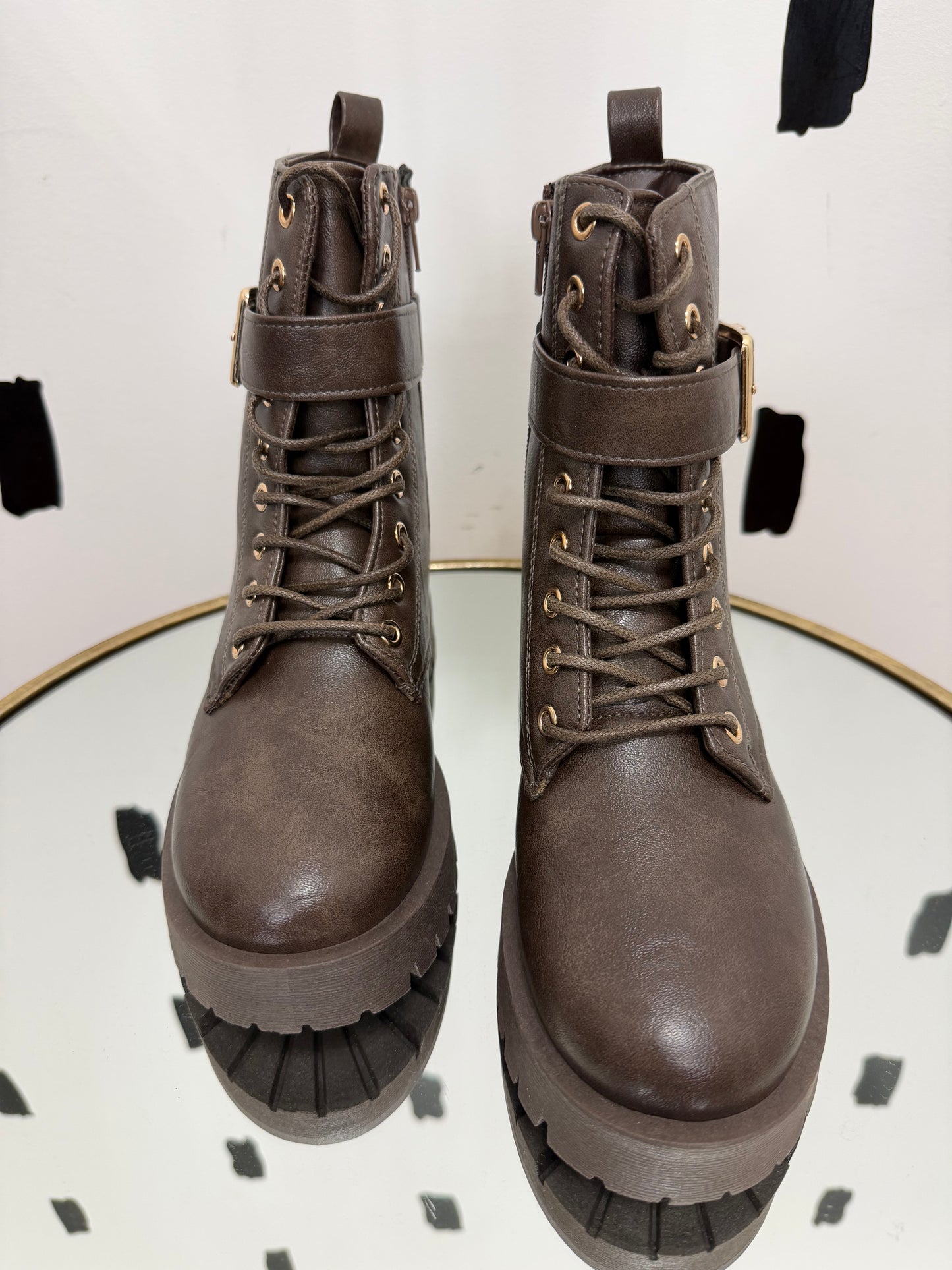Taupe Combat Ankle Boots