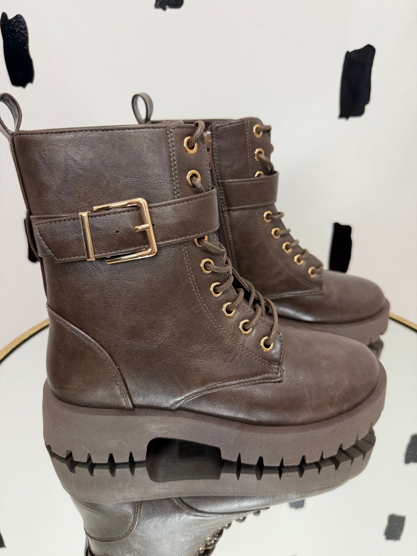 Taupe Combat Ankle Boots