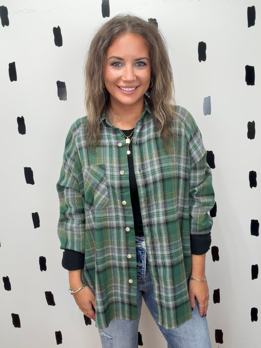 Green Abri Plaid Flannel Shirt
