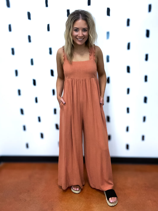 Ginger Ruffle Detail Wide Leg Jumpsuit