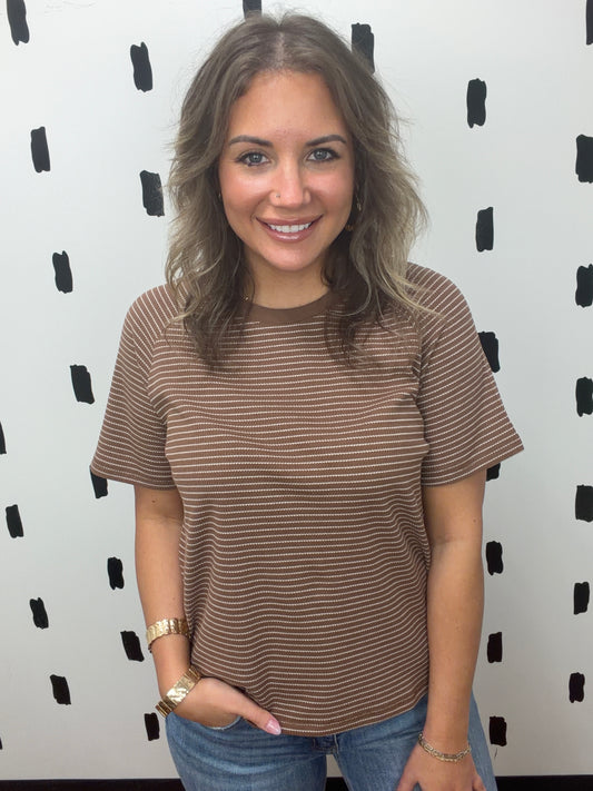 Brown Striped Raglan Sleeve