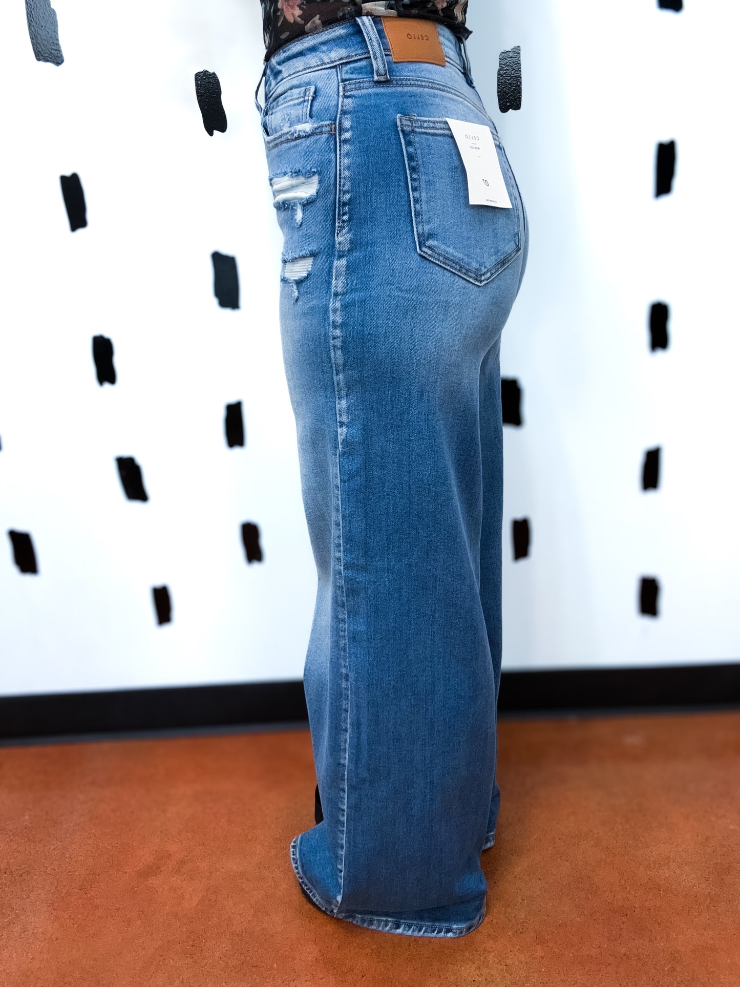 Medium Wash High Rise Wide Leg Jeans