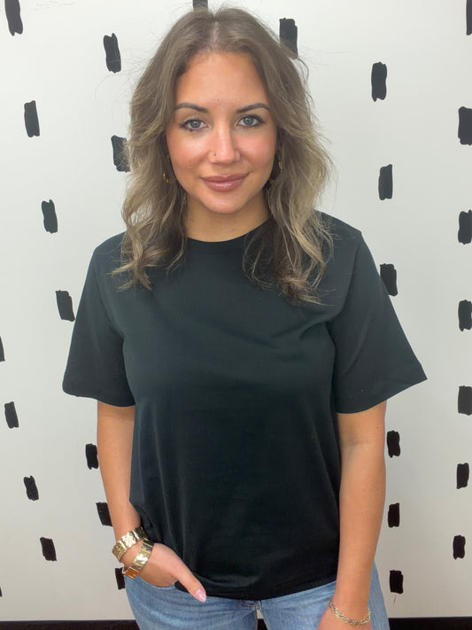 Black Short Sleeve Crew Neck Tee