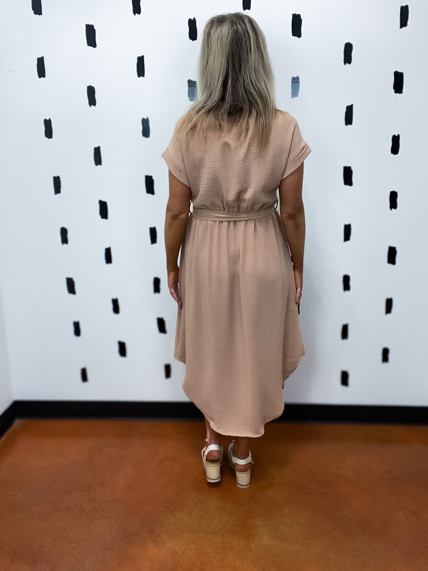 Mocha Collared Button Down Midi Dress