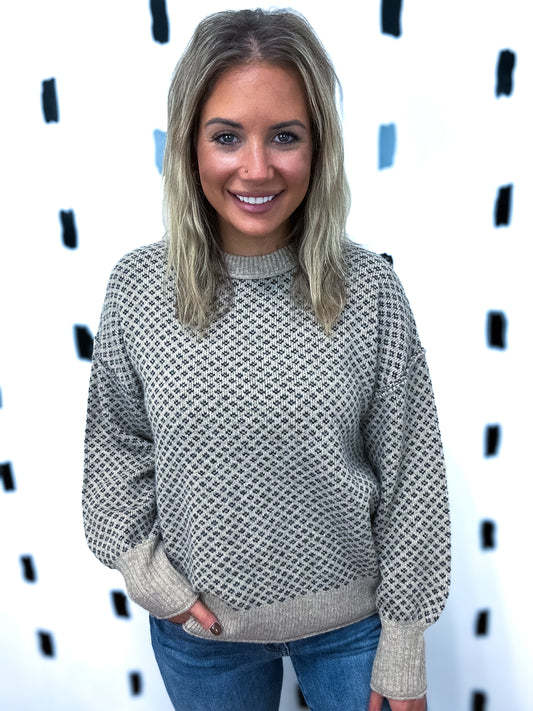 Khaki Crew Neck Long Sleeve Sweater
