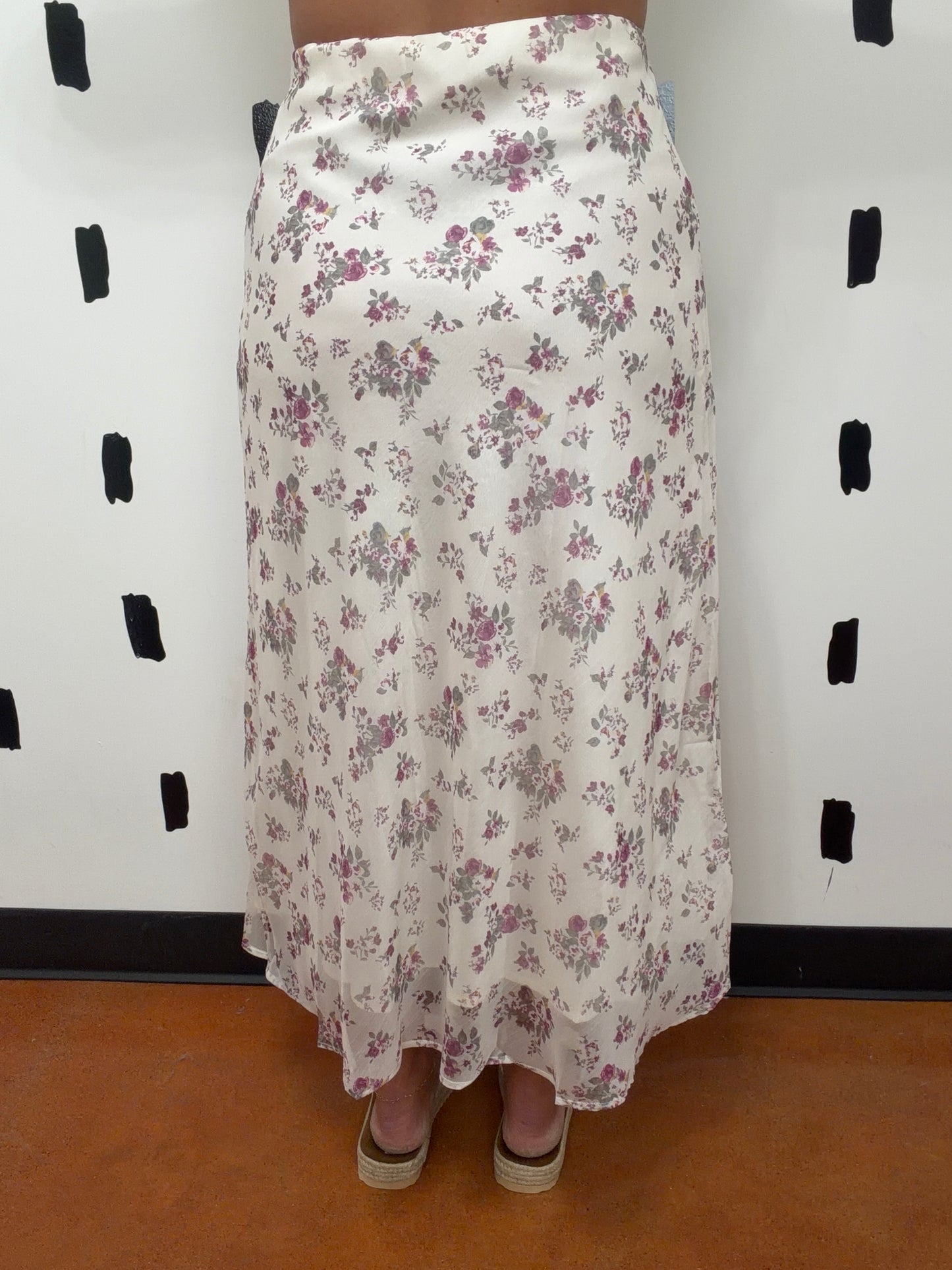 Rose Wine Floral Print Skirt