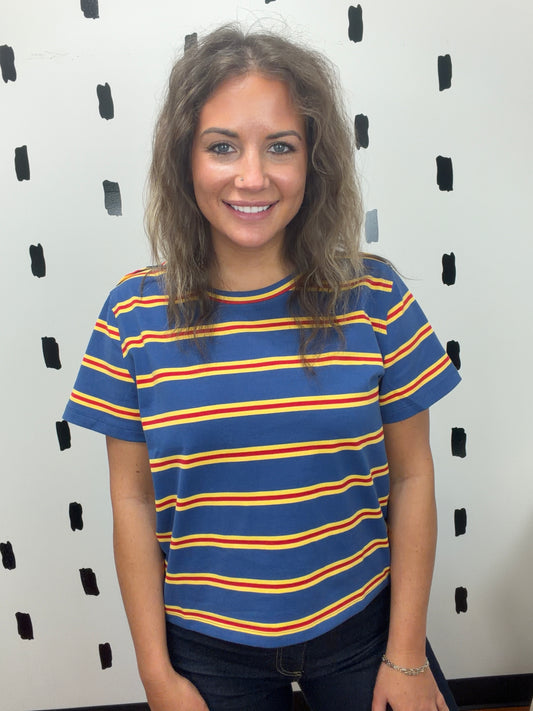 Blue Striped Short Sleeve Tee