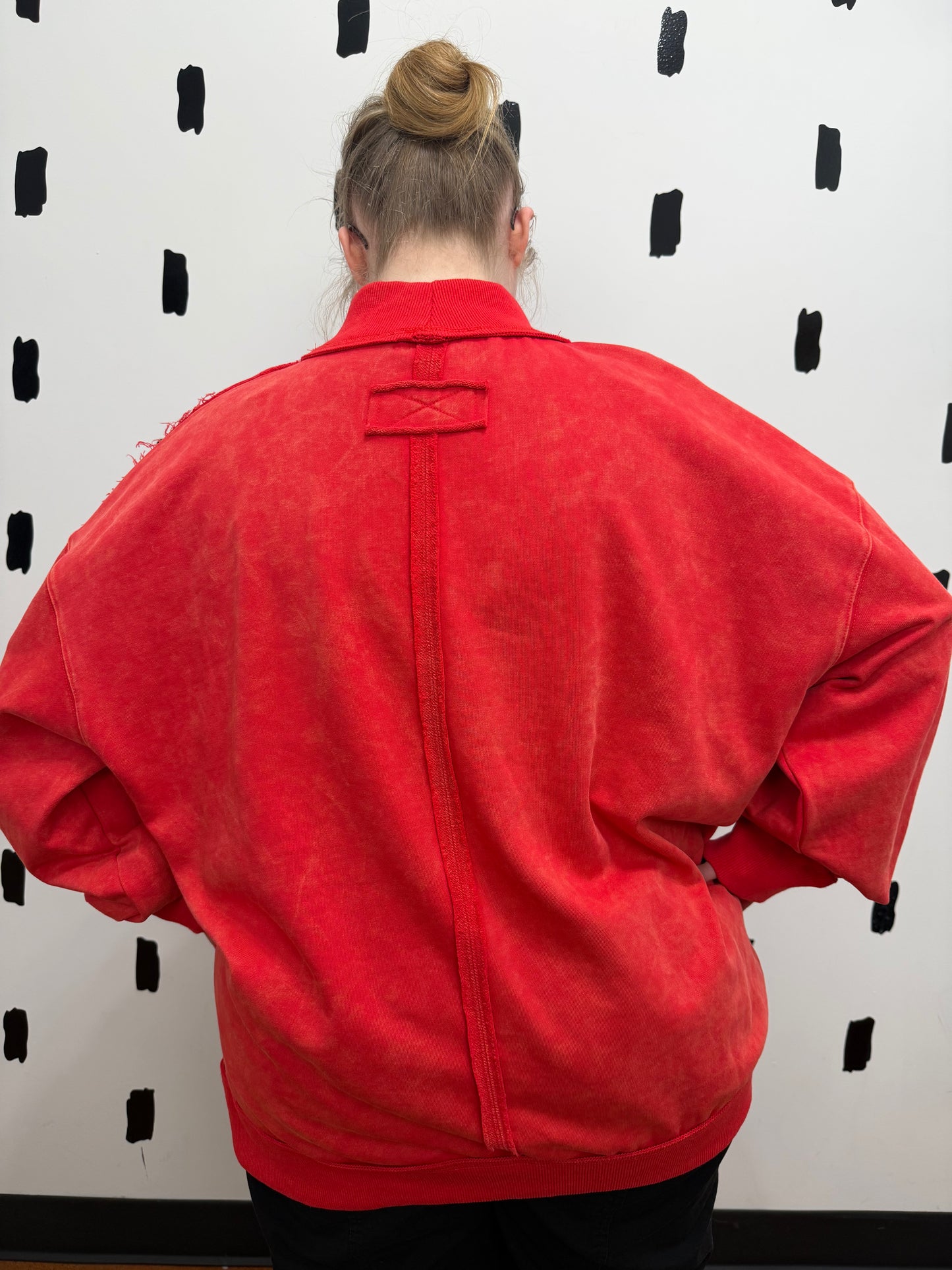 Red Mock Neck Sweatshirt