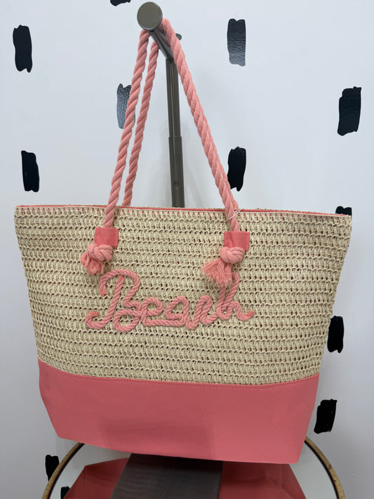 Peach Braided Tote Bag