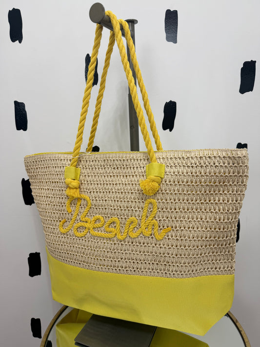 Yellow Braided Tote Bag
