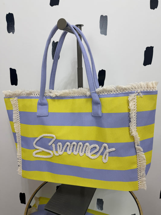 Lavender/Yellow Fringe Tote Bag