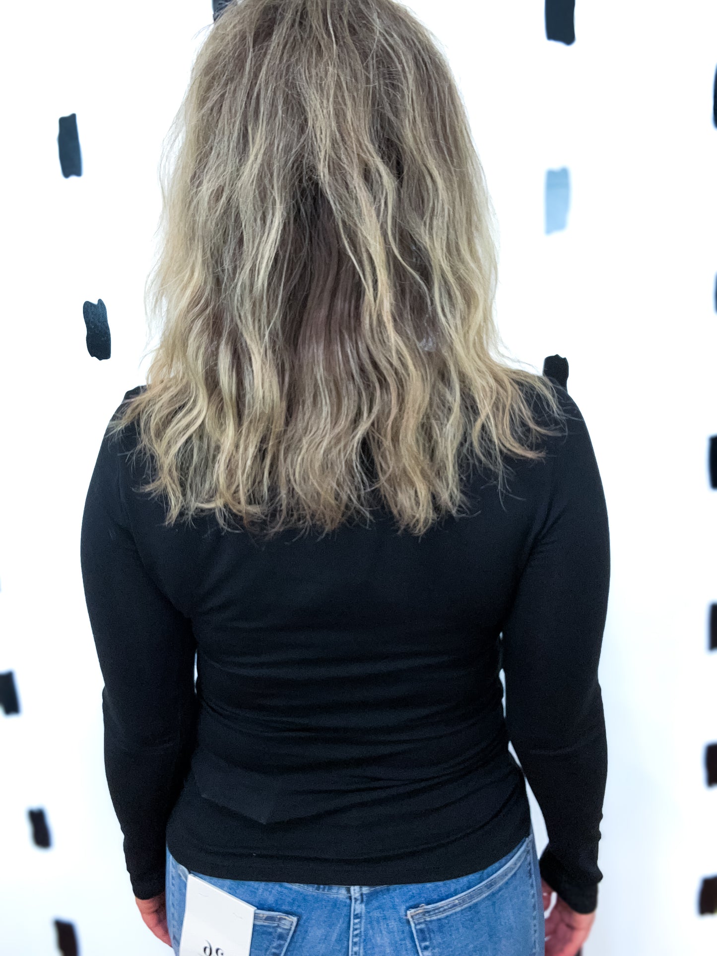 Black Long Sleeve Crew Neck Top