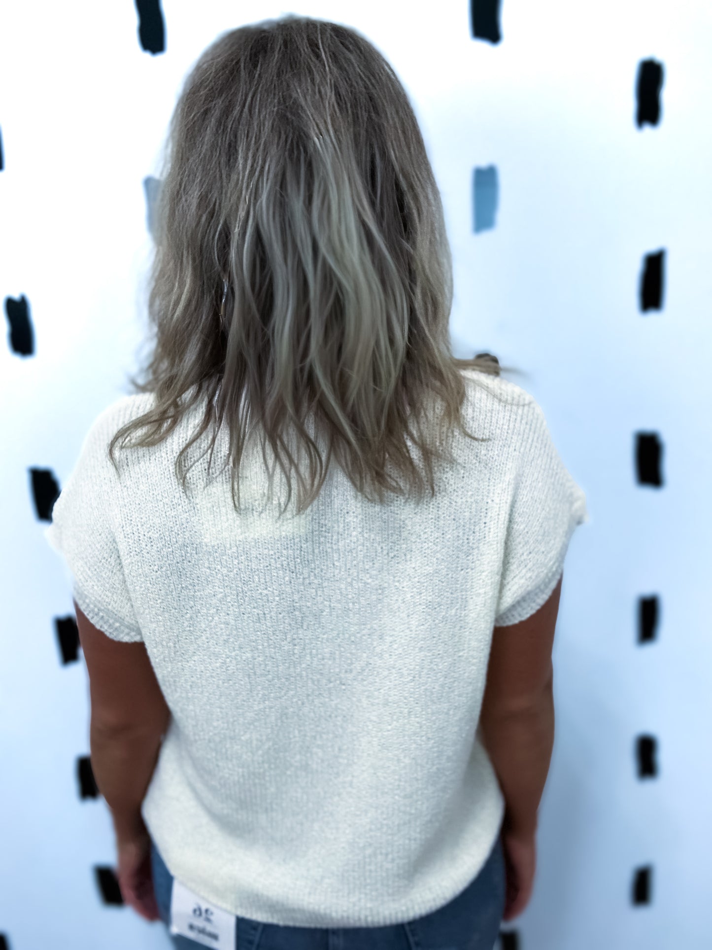 Ivory Crewneck Short Sleeve Sweater