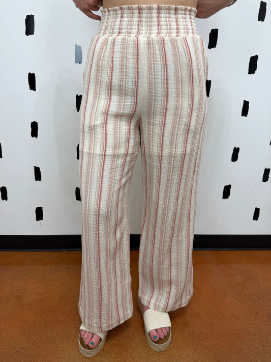 Brick Striped Gauze Wide Leg Pants