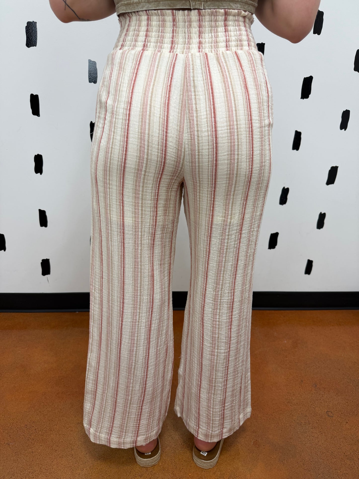 Brick Striped Gauze Wide Leg Pants