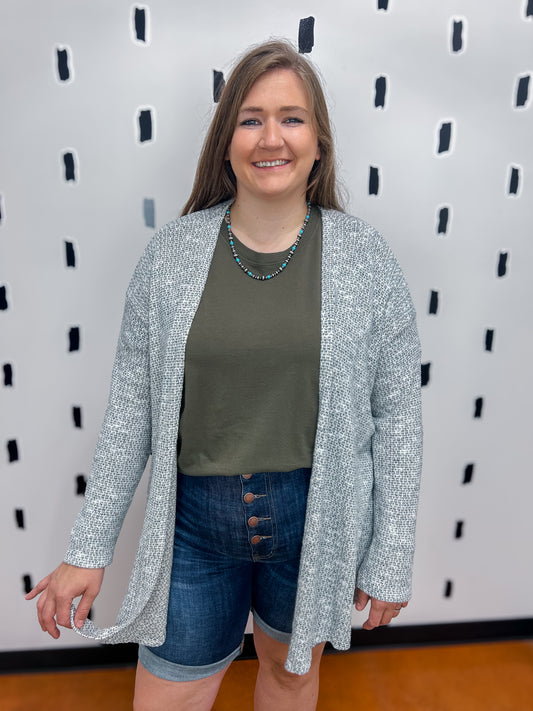 Grey Brushed Sweater Cardigan