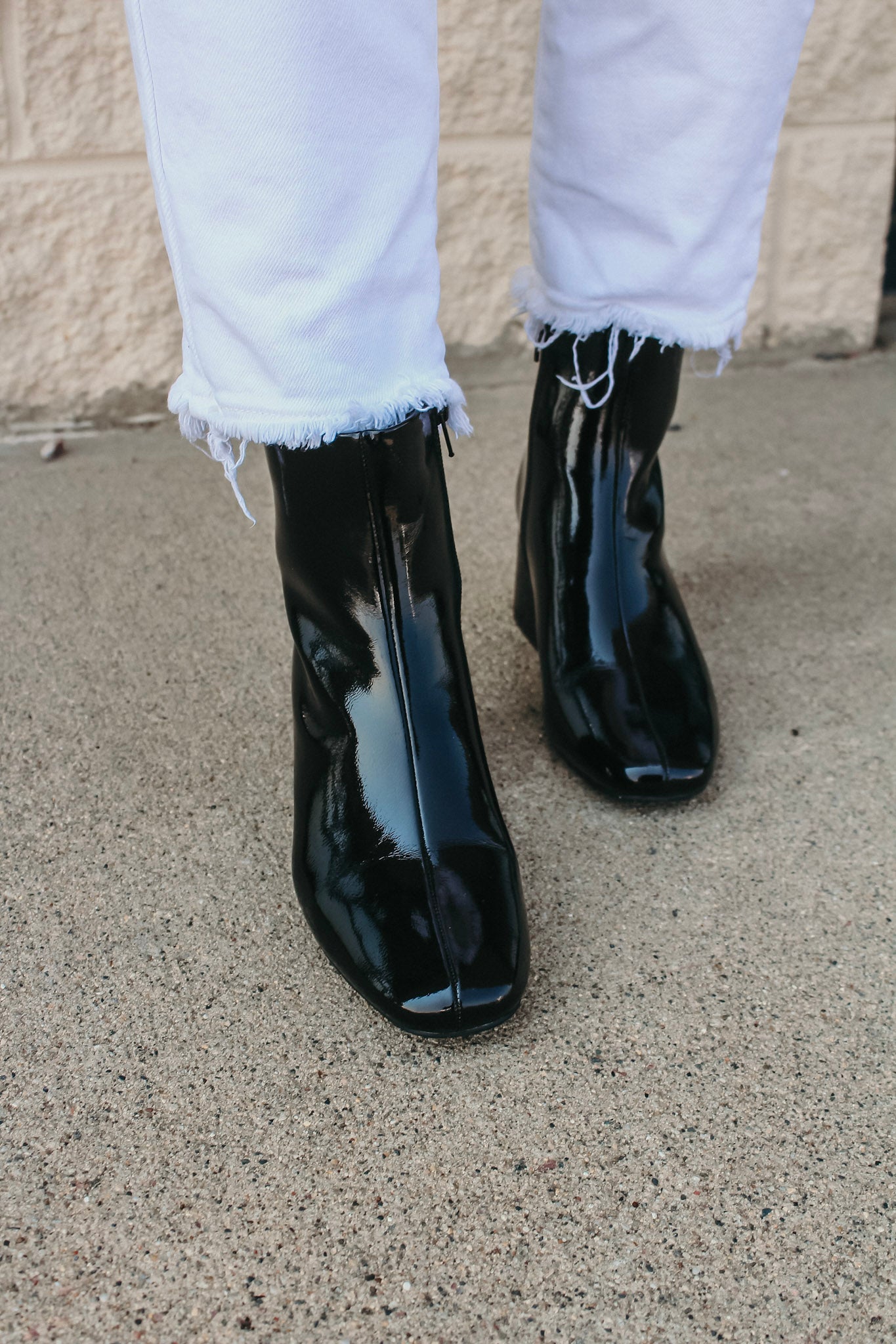 Soda Black Polished Faux Leather Boots