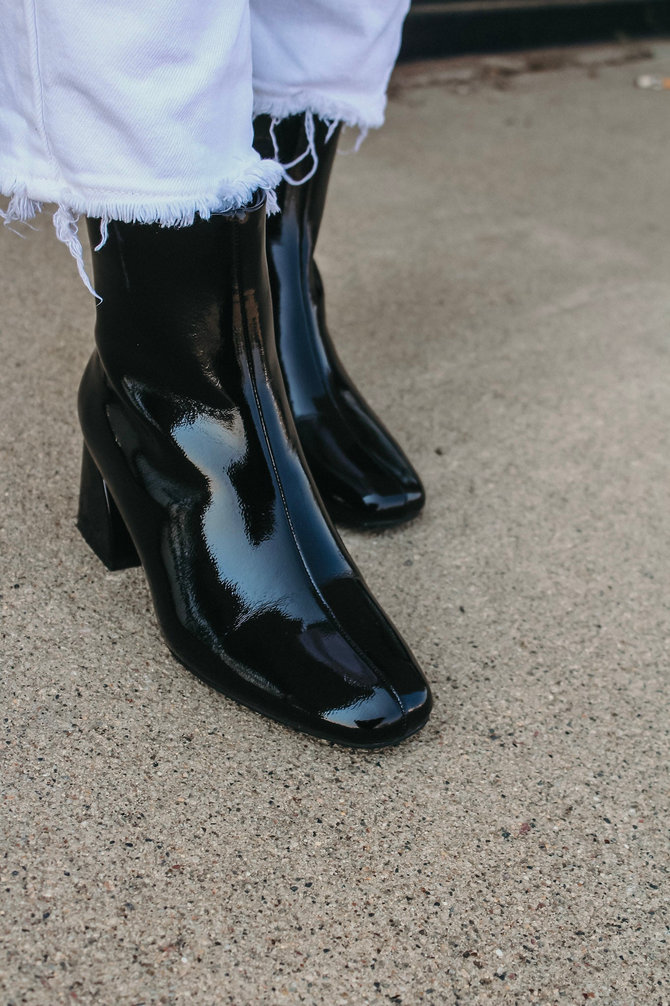 Soda Black Polished Faux Leather Boots
