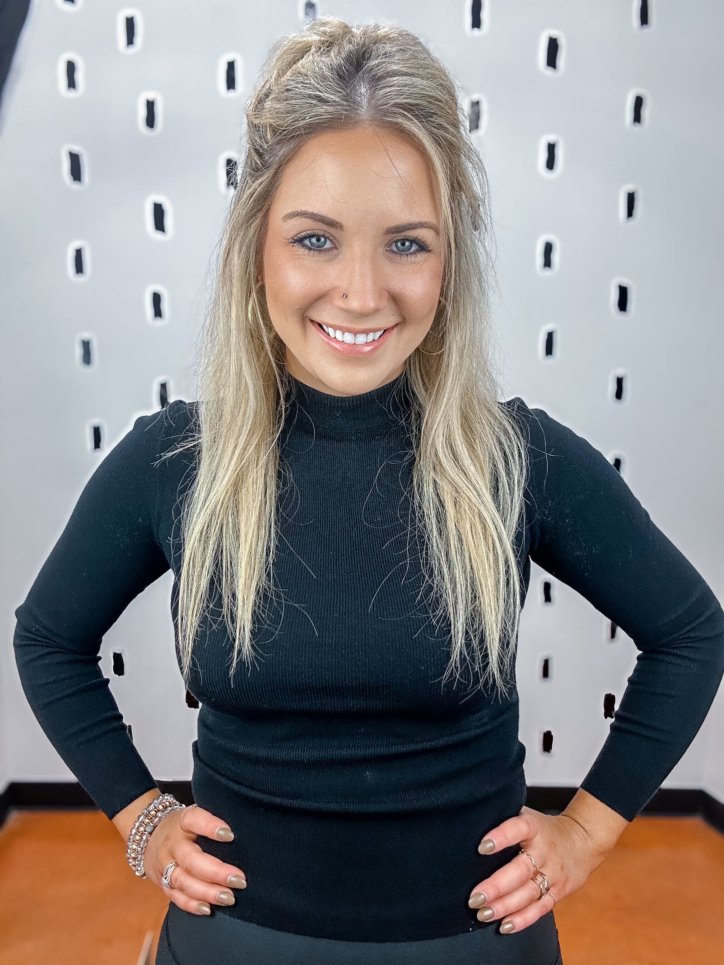 Black Mock Neck Long Sleeve Sweater