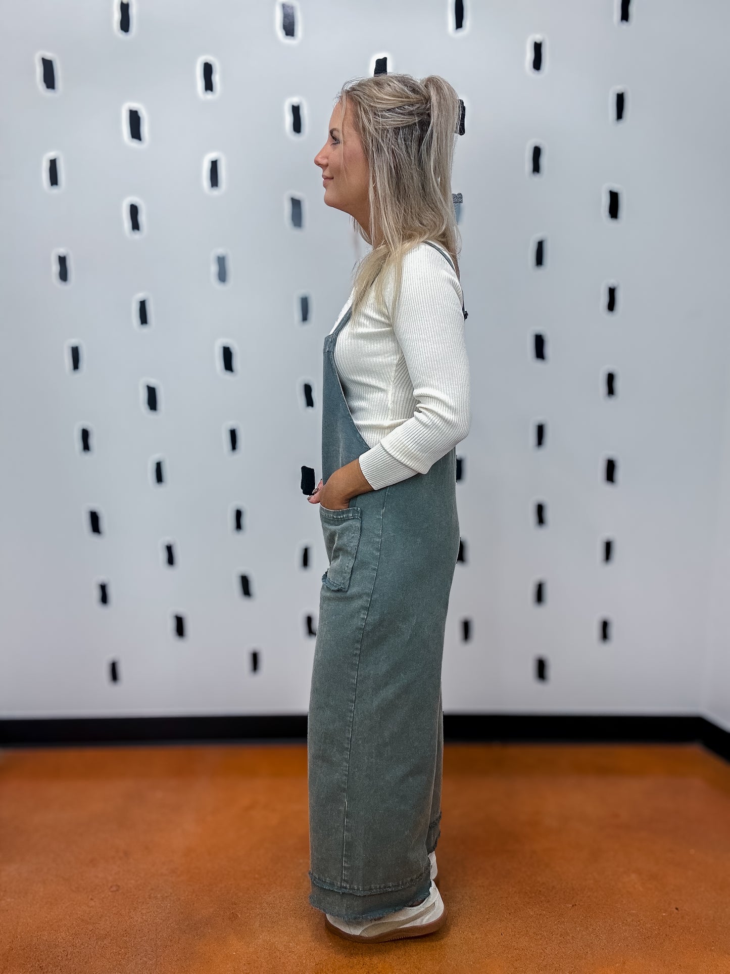 Grey Blue Overall Jumpsuit
