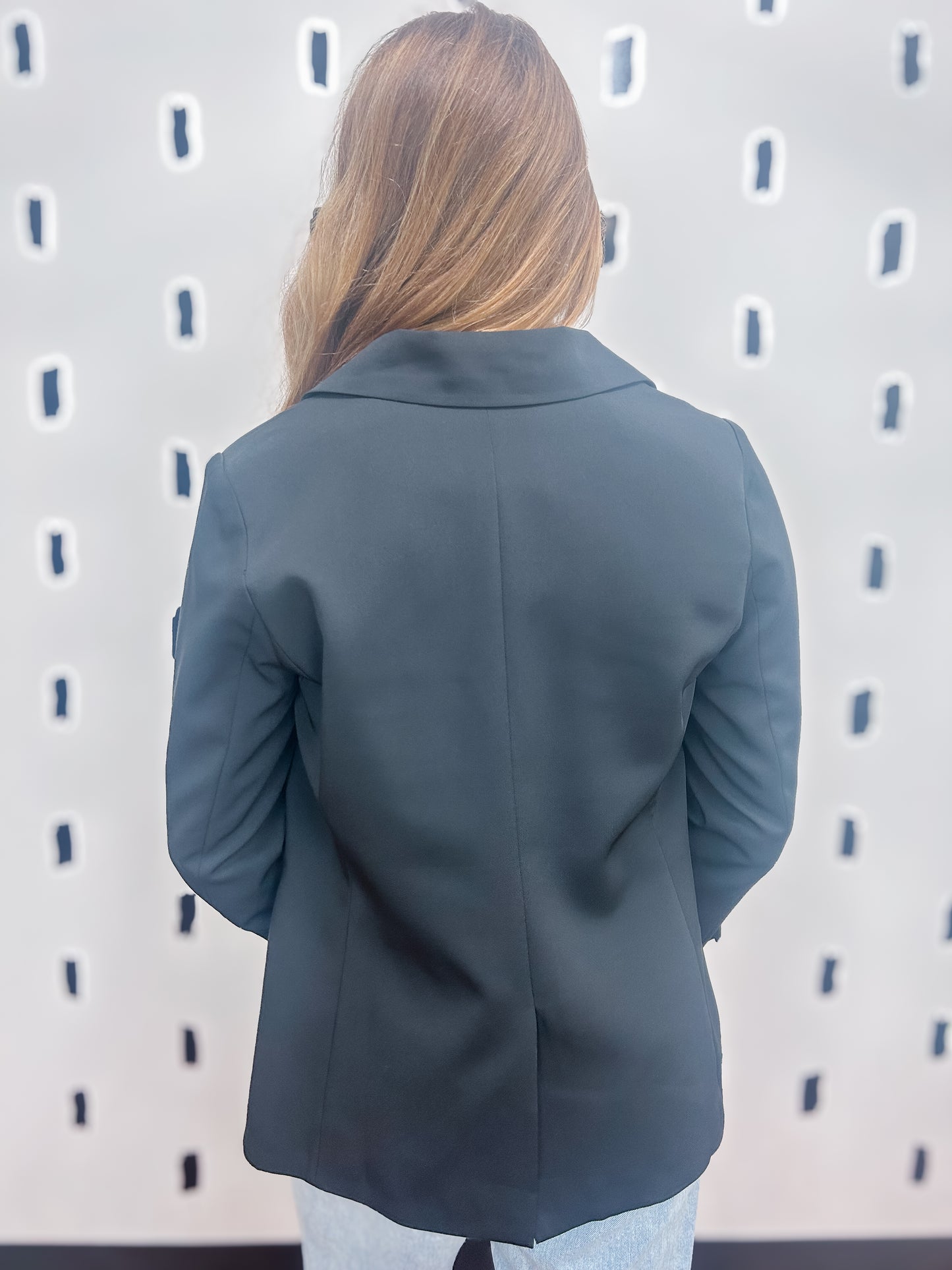 Black One Button Blazer