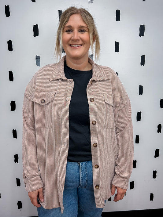 Mocha Ribbed Shacket