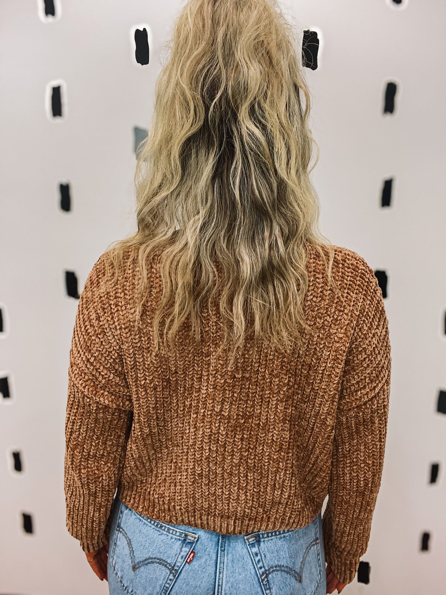 Deep Camel Chenille Crop Sweater