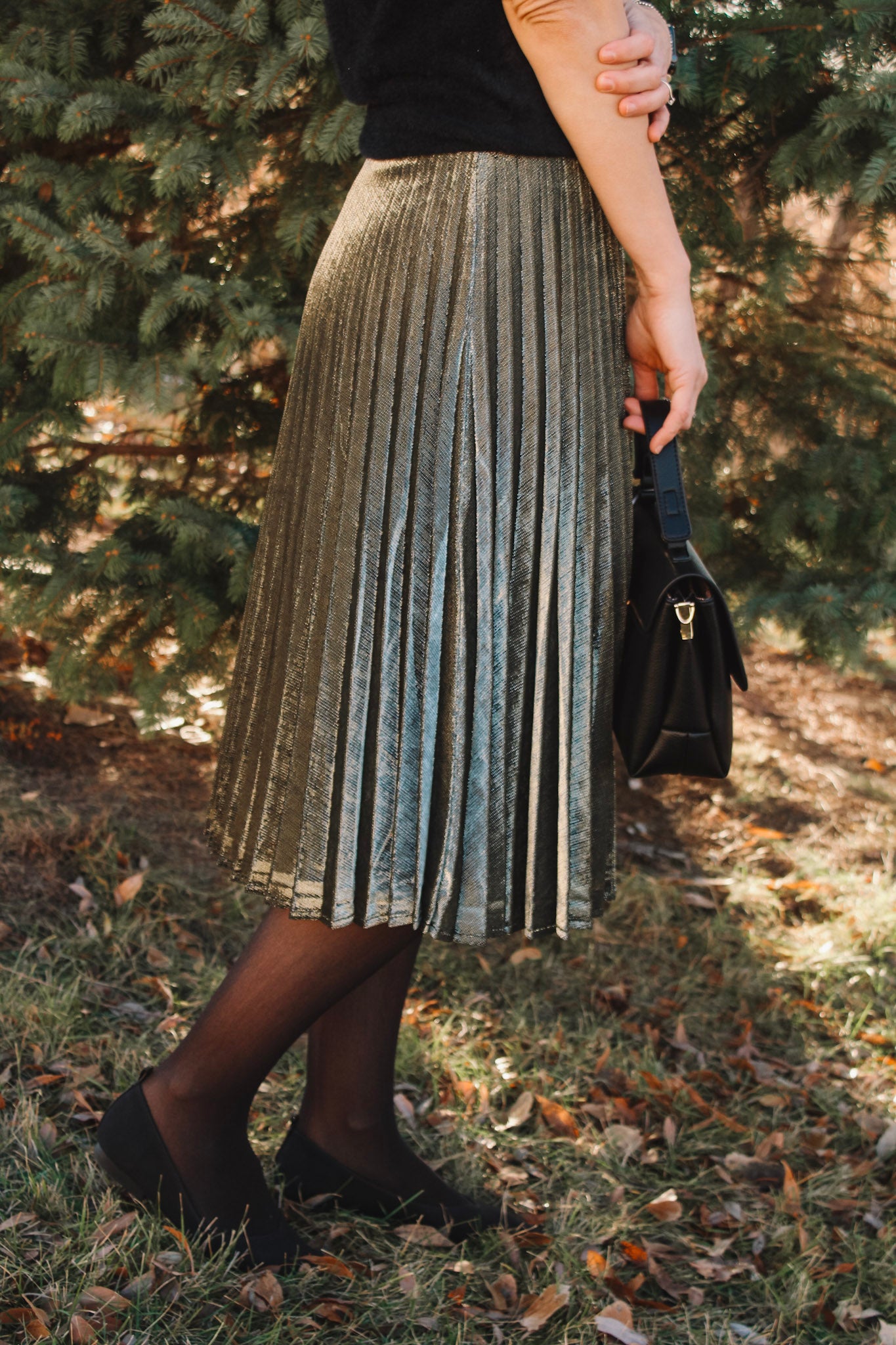 Gold Accordion Pleated Skirt