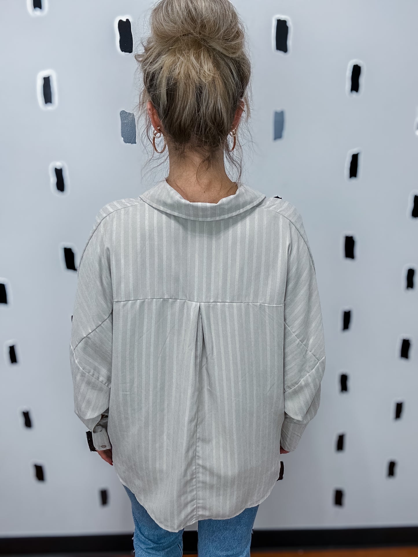 Ecru Long Sleeve Button Up Blouse