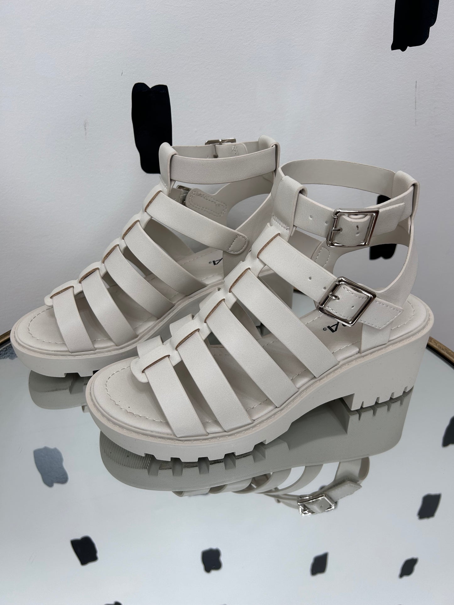 Bone Lug Sole Heeled Sandal