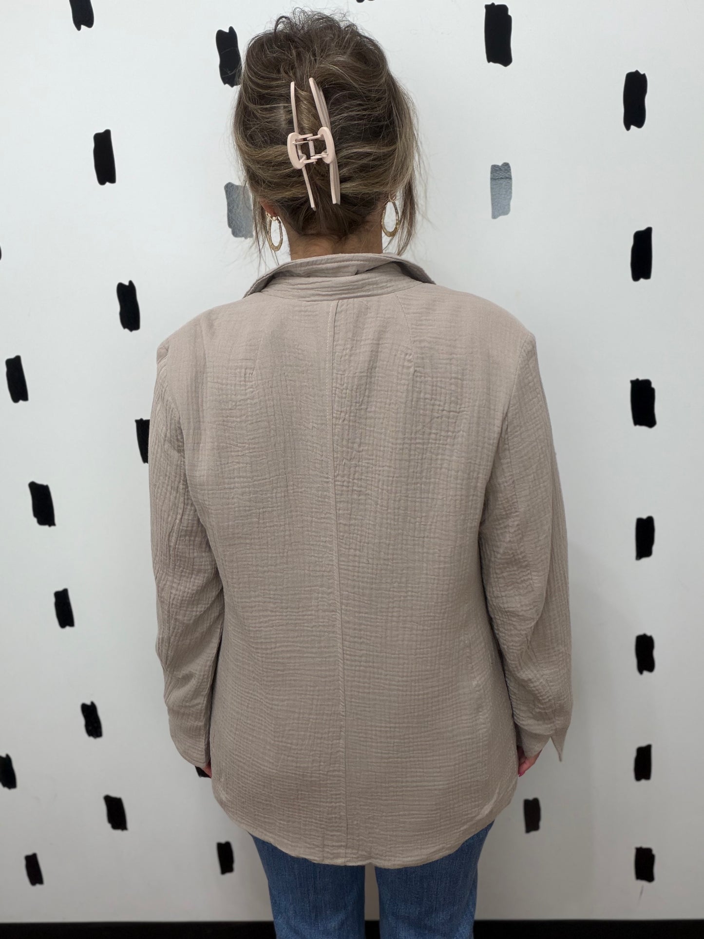 Atmosphere Gauze Button Front Blazer